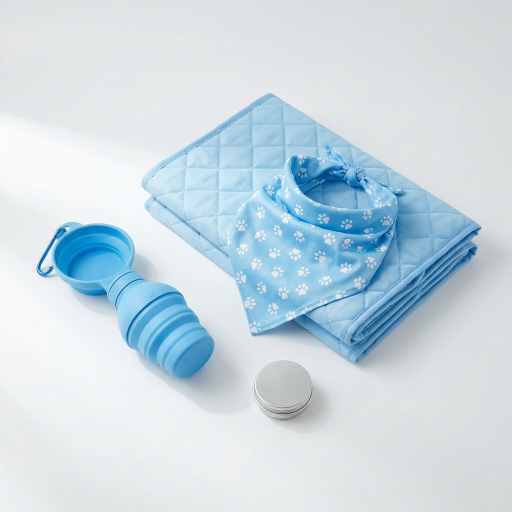 Chilly Paws Complete Cool Down Kit - mat, bandana, travel bottle, and paw balm
